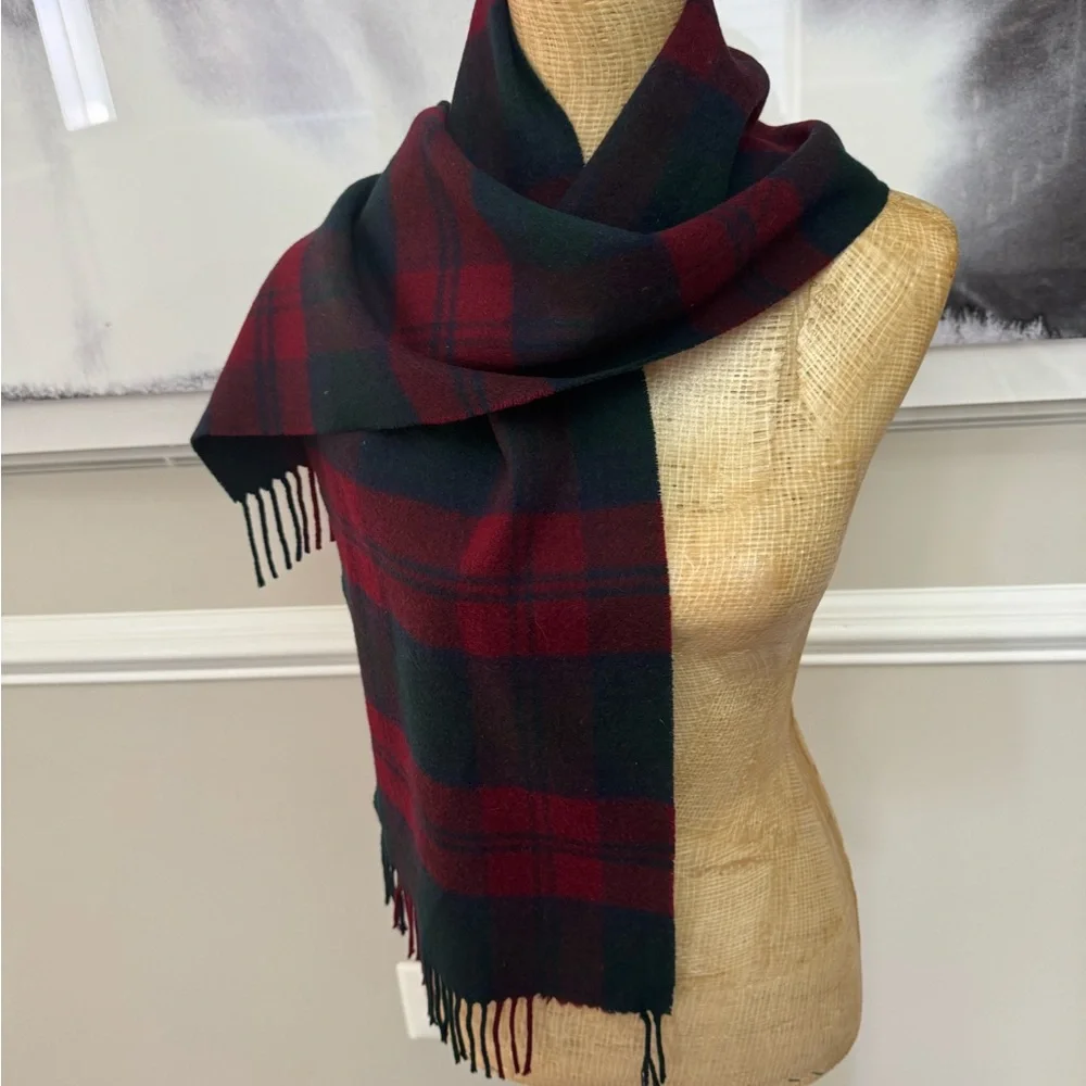 Scots Glen Plaid‎ Wool Scarf - Red and blue cashmere